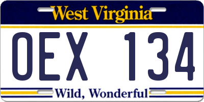 WV license plate OEX134