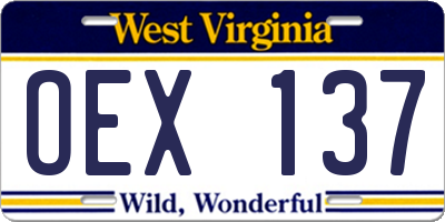 WV license plate OEX137