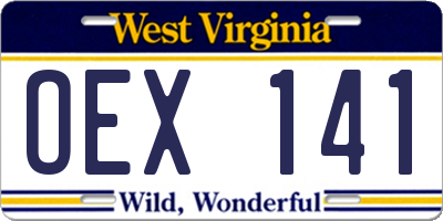 WV license plate OEX141