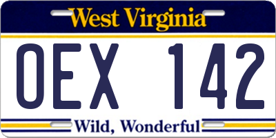 WV license plate OEX142