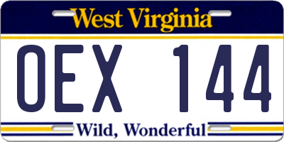 WV license plate OEX144