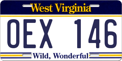 WV license plate OEX146