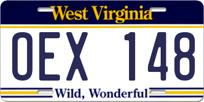 WV license plate OEX148