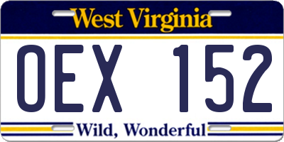 WV license plate OEX152