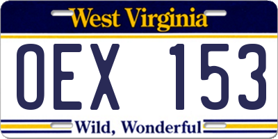 WV license plate OEX153