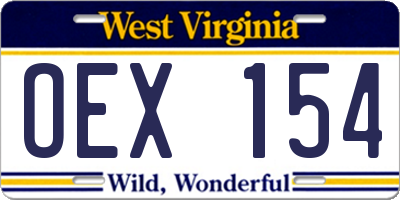 WV license plate OEX154