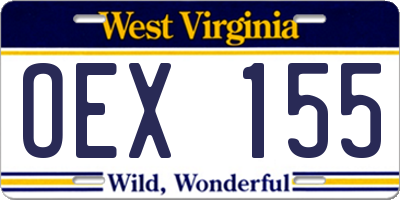 WV license plate OEX155