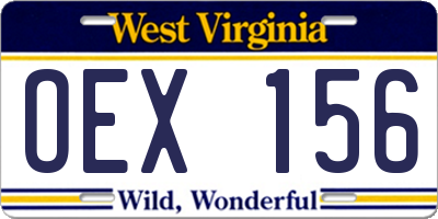 WV license plate OEX156