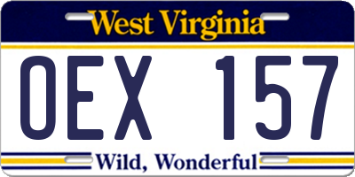 WV license plate OEX157