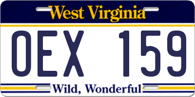 WV license plate OEX159