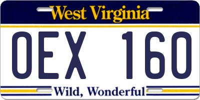 WV license plate OEX160