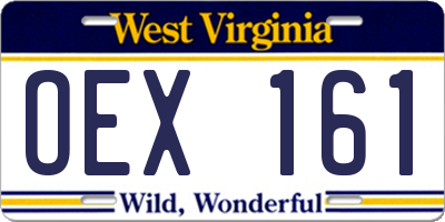 WV license plate OEX161