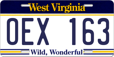 WV license plate OEX163