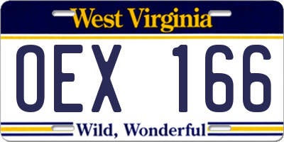 WV license plate OEX166