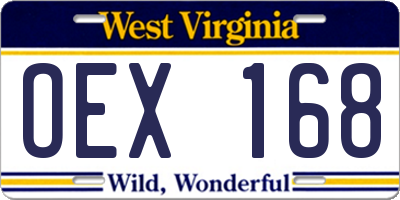 WV license plate OEX168