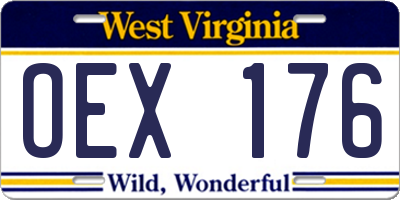 WV license plate OEX176