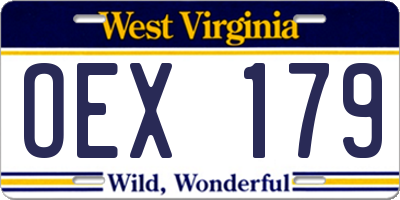 WV license plate OEX179