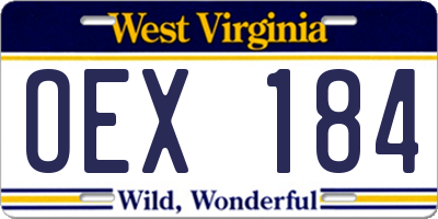 WV license plate OEX184