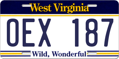 WV license plate OEX187