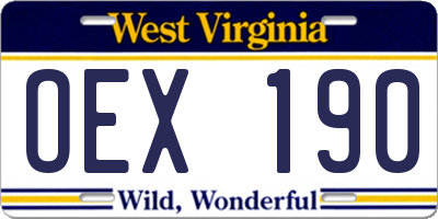 WV license plate OEX190