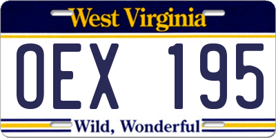 WV license plate OEX195
