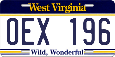 WV license plate OEX196