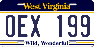 WV license plate OEX199