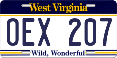 WV license plate OEX207