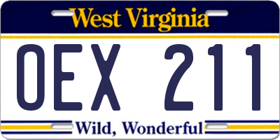 WV license plate OEX211
