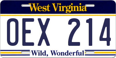 WV license plate OEX214