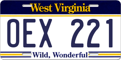 WV license plate OEX221