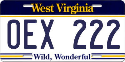 WV license plate OEX222