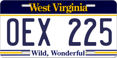 WV license plate OEX225
