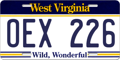 WV license plate OEX226