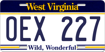 WV license plate OEX227