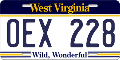WV license plate OEX228