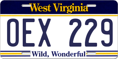 WV license plate OEX229