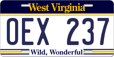 WV license plate OEX237