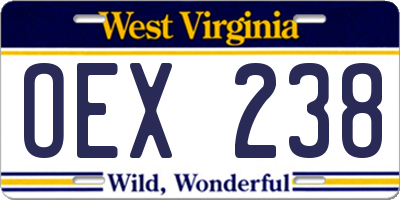 WV license plate OEX238