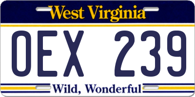 WV license plate OEX239