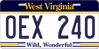 WV license plate OEX240