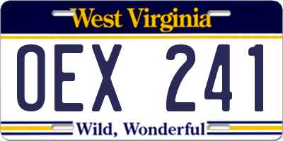 WV license plate OEX241