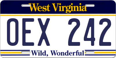 WV license plate OEX242
