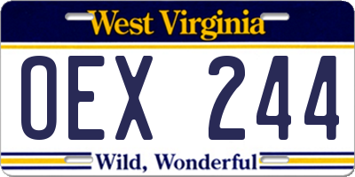 WV license plate OEX244