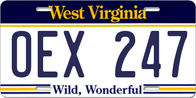 WV license plate OEX247