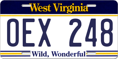 WV license plate OEX248