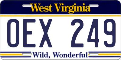 WV license plate OEX249