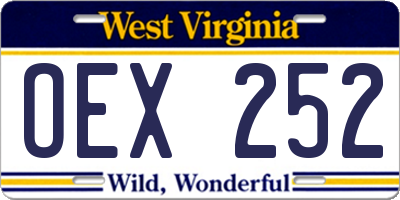 WV license plate OEX252