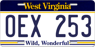 WV license plate OEX253