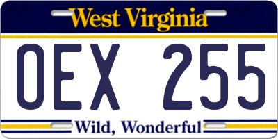 WV license plate OEX255